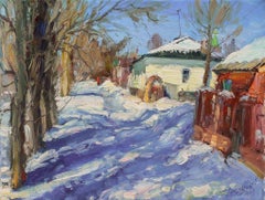Art contemporain russe par Yuriy Demiyanov - Paysage avec une Maison Blanche