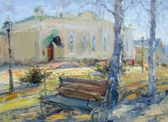Russian Contemporary Art by Yuriy Demiyanov -Landscape with a Bench