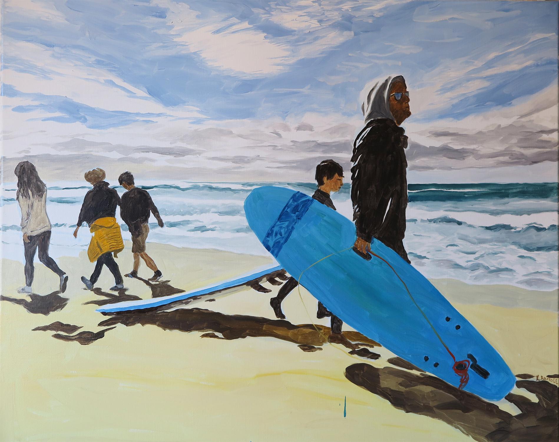 Karine Bartoli Figurative Painting - Surfers