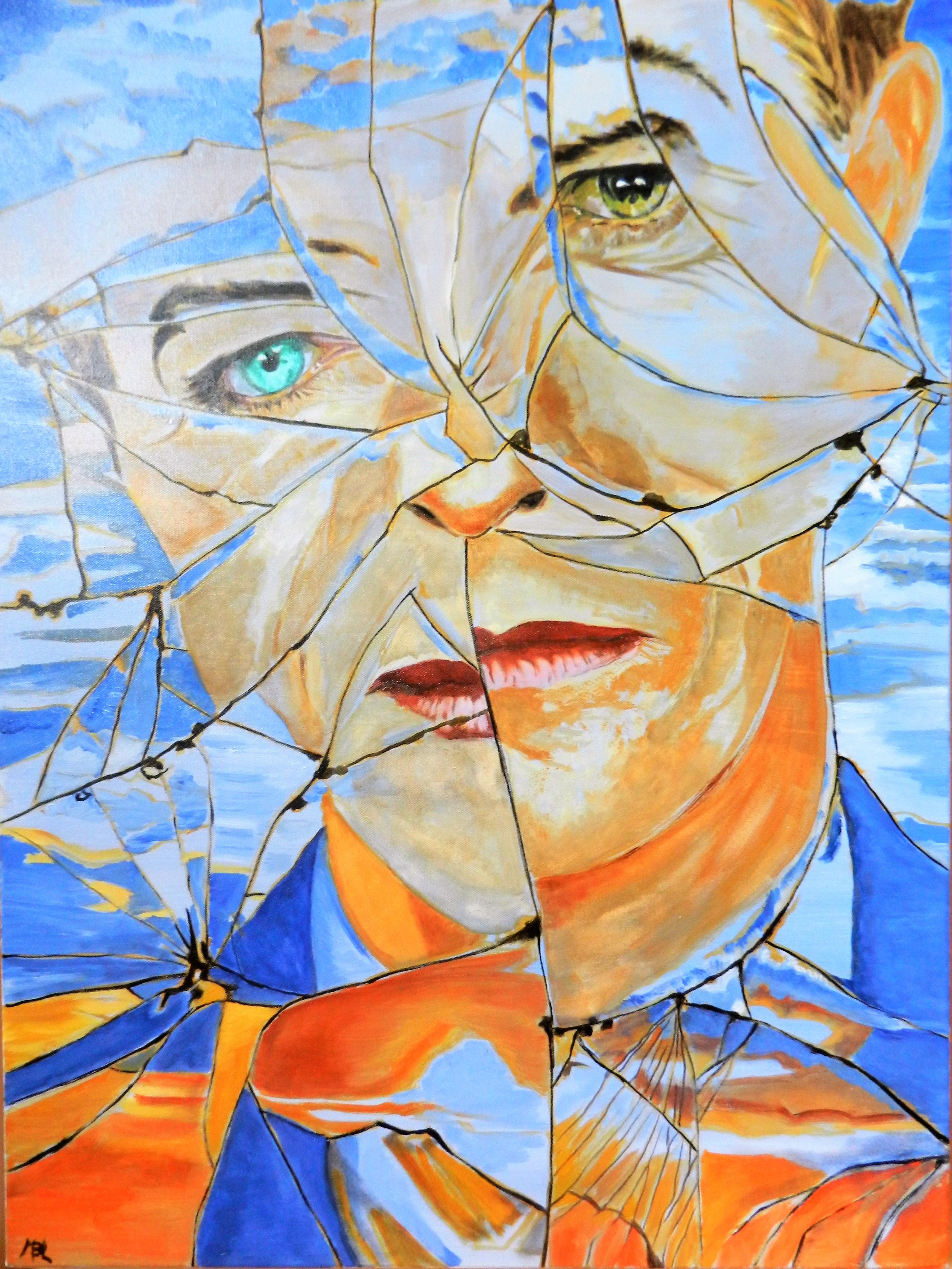 Figurative Painting Brigitte Mathé - Art contemporain français par Brigitte Math - Beau comme Bowie