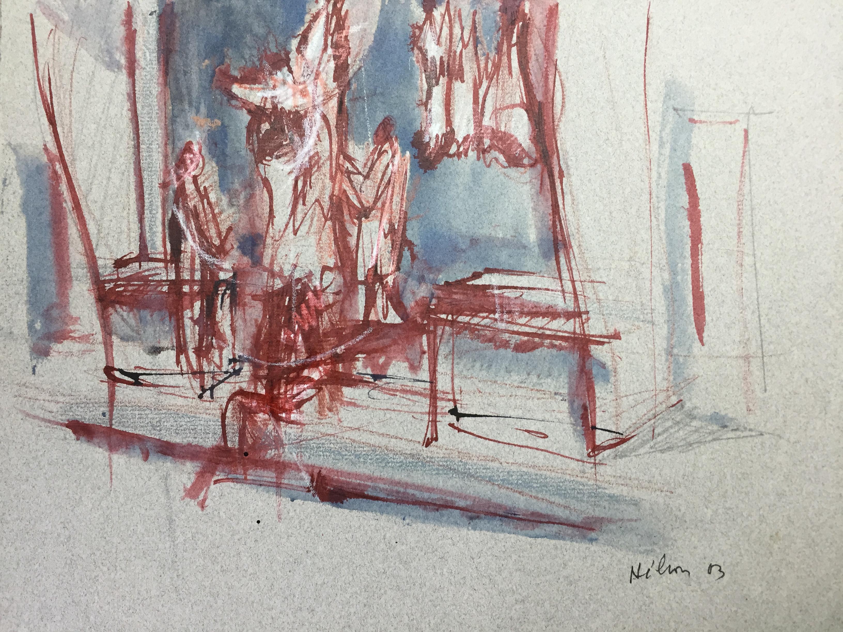 Jean Helion Figurative Art - French Modern Drawing by Jean Hélion - Les Bouchers