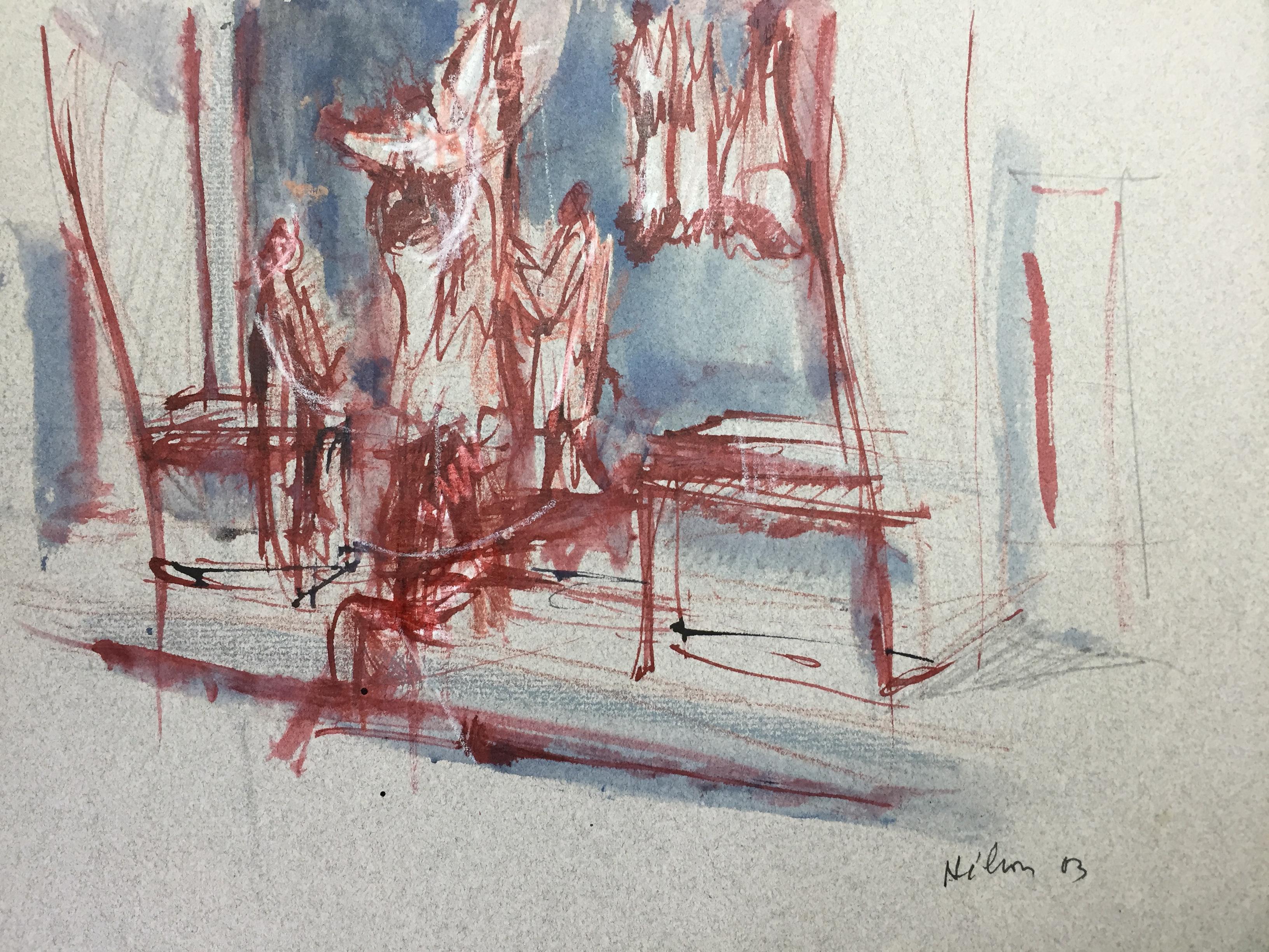 French Modern Drawing by Jean Hélion - Les Bouchers - Art by Jean Helion