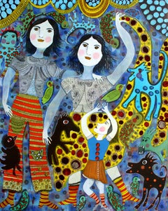 Zeitgenössische Kunst von Claudine Loquen - Esmeralda Danse avec les Loups