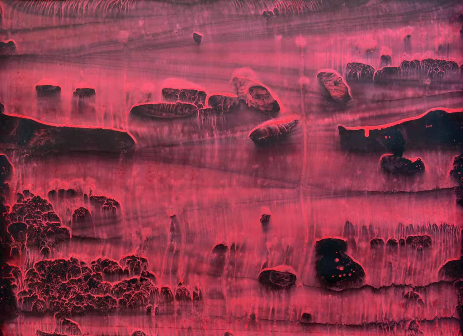 Li Shi-Guang  Abstract Drawing - Chinese Contemporary Art by Li Chi-Guang - Series the Red Mountain No.3