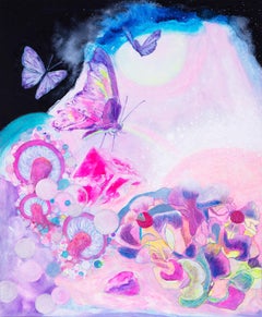 Japanische zeitgenössische Kunst von Minako Asakura – Träumen, Schmetterling