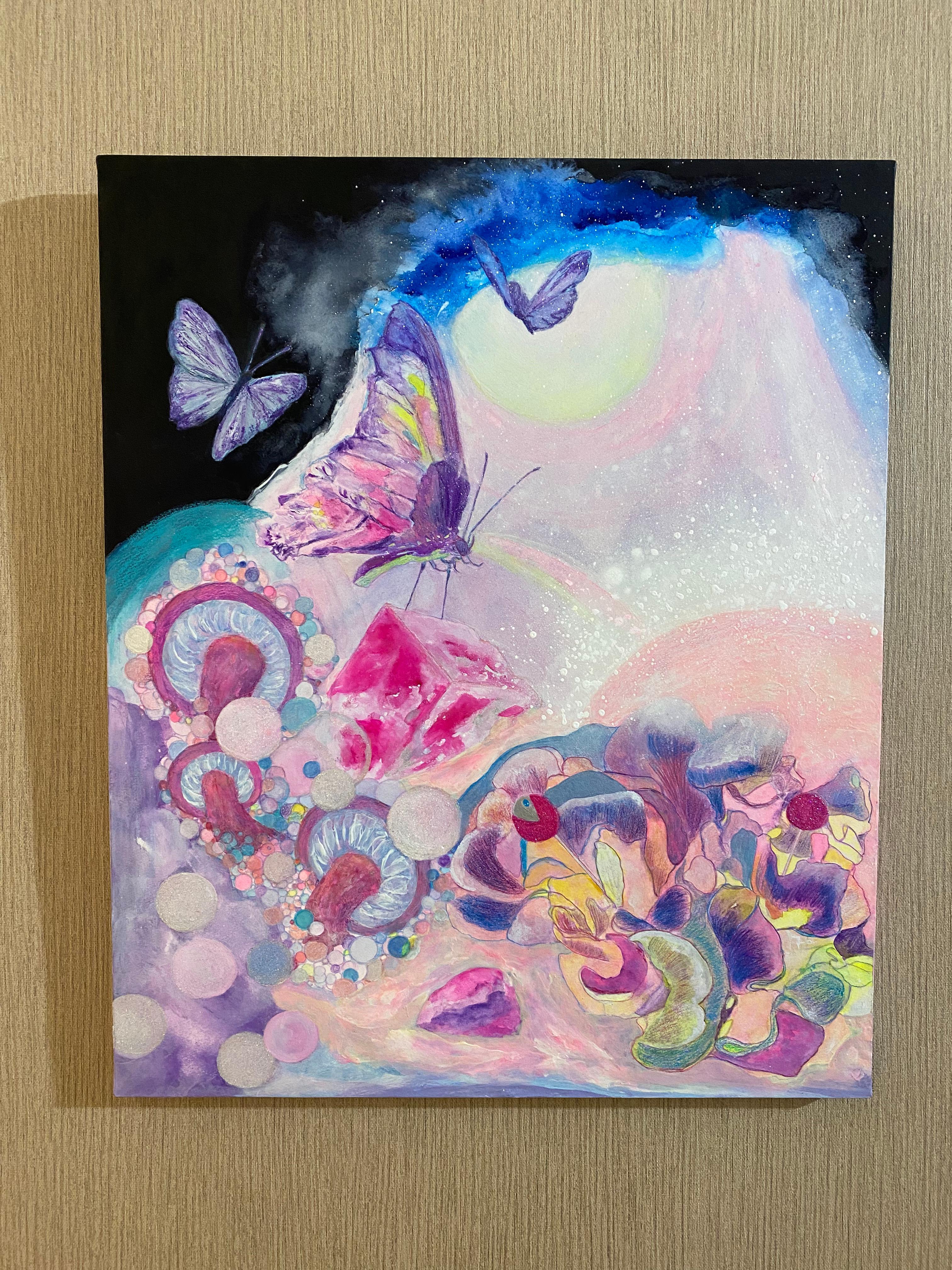 Japanese Contemporary Art by Minako Asakura - Dreaming, Butterfly For Sale 1