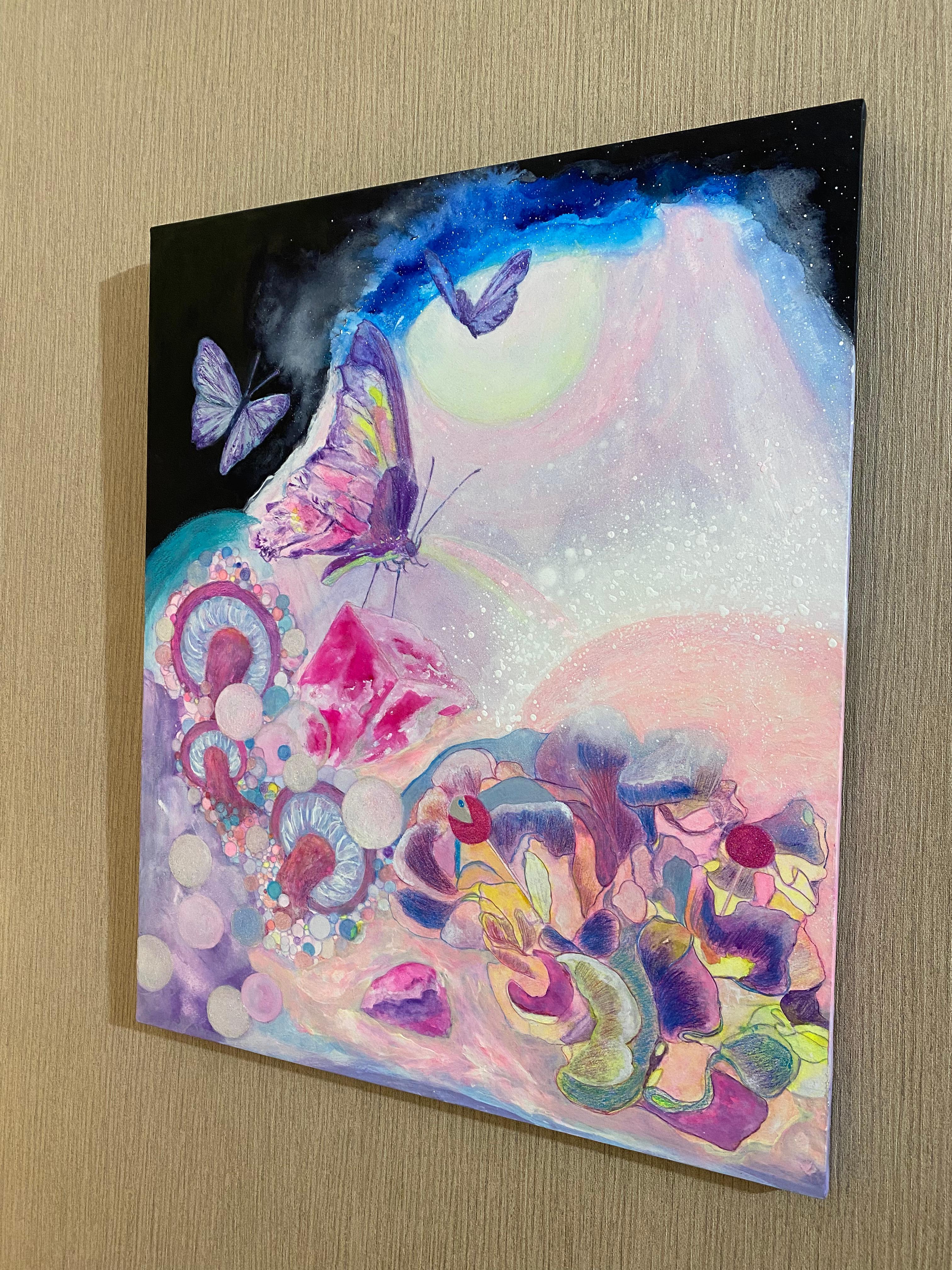 Japanese Contemporary Art by Minako Asakura - Dreaming, Butterfly For Sale 2