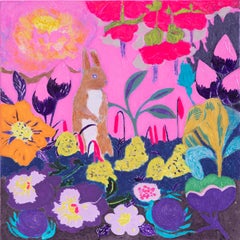 Japanese Contemporary Art by Minako Asakura - Squirrel in the Field of Flowers