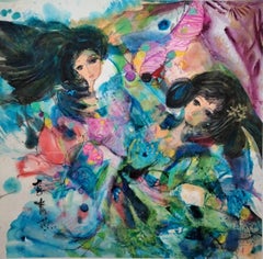 Chinese Contemporary Art by Li Qing-Yan - Happy Double Flying
