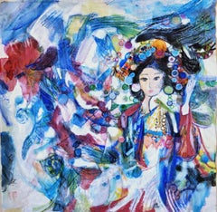 Chinese Contemporary Art by Li Qing-Yan - The Heavenly Maids Scatter Blossoms