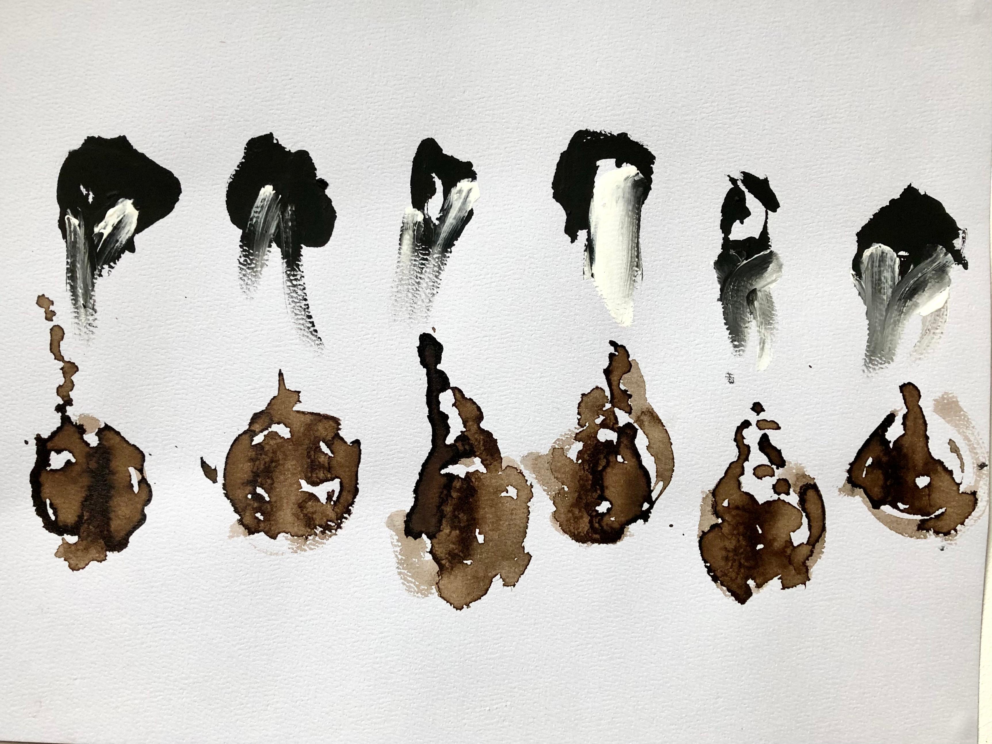 Indian ink, carbon black, walnut husk, gouaches & blue oil on AMT paper