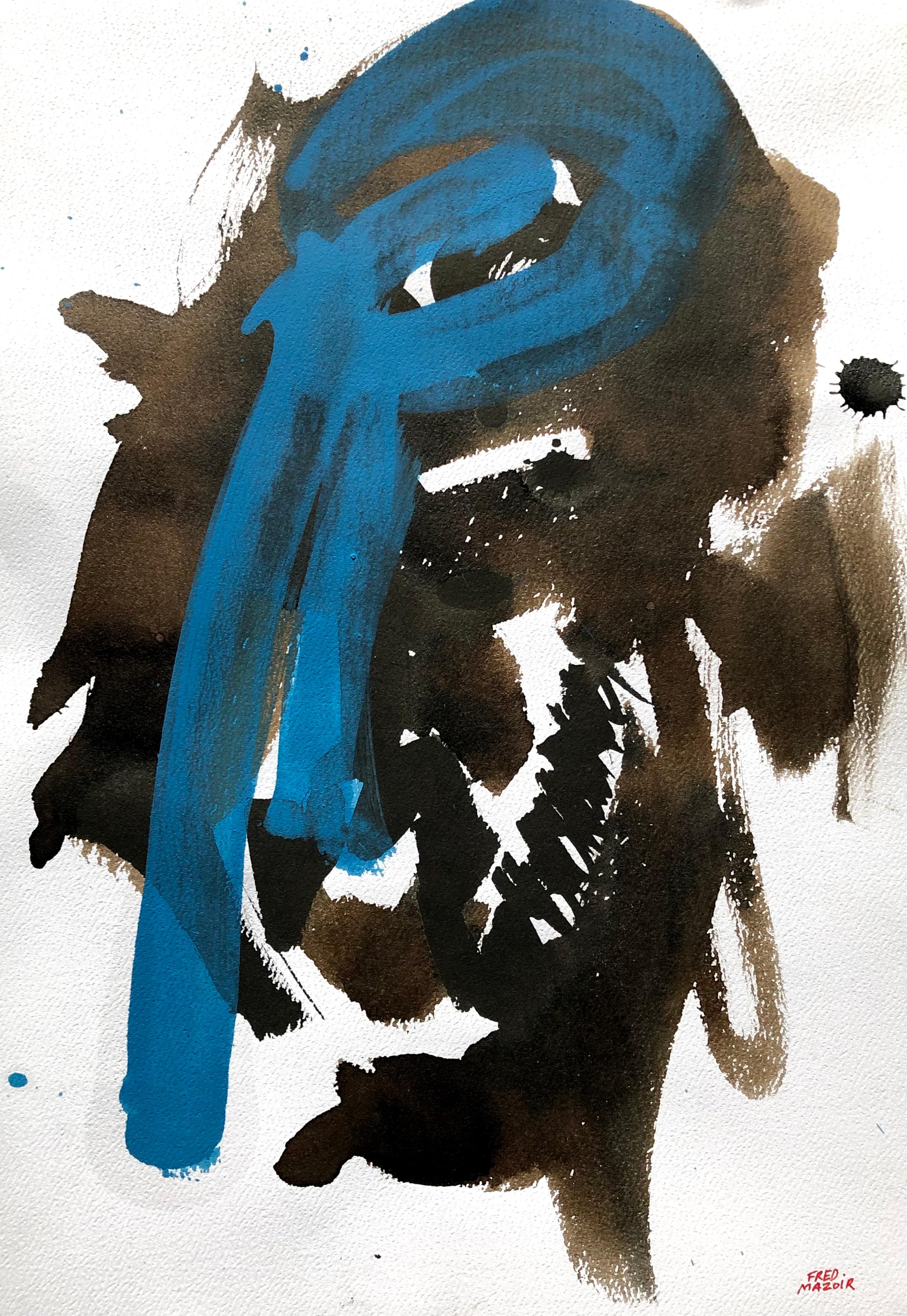 Indian ink, carbon black, walnut husk, gouaches & blue oil on AMT paper