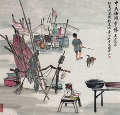 Zeitgenössische chinesische Kunst von Liu Ziyu - Markt am Meer