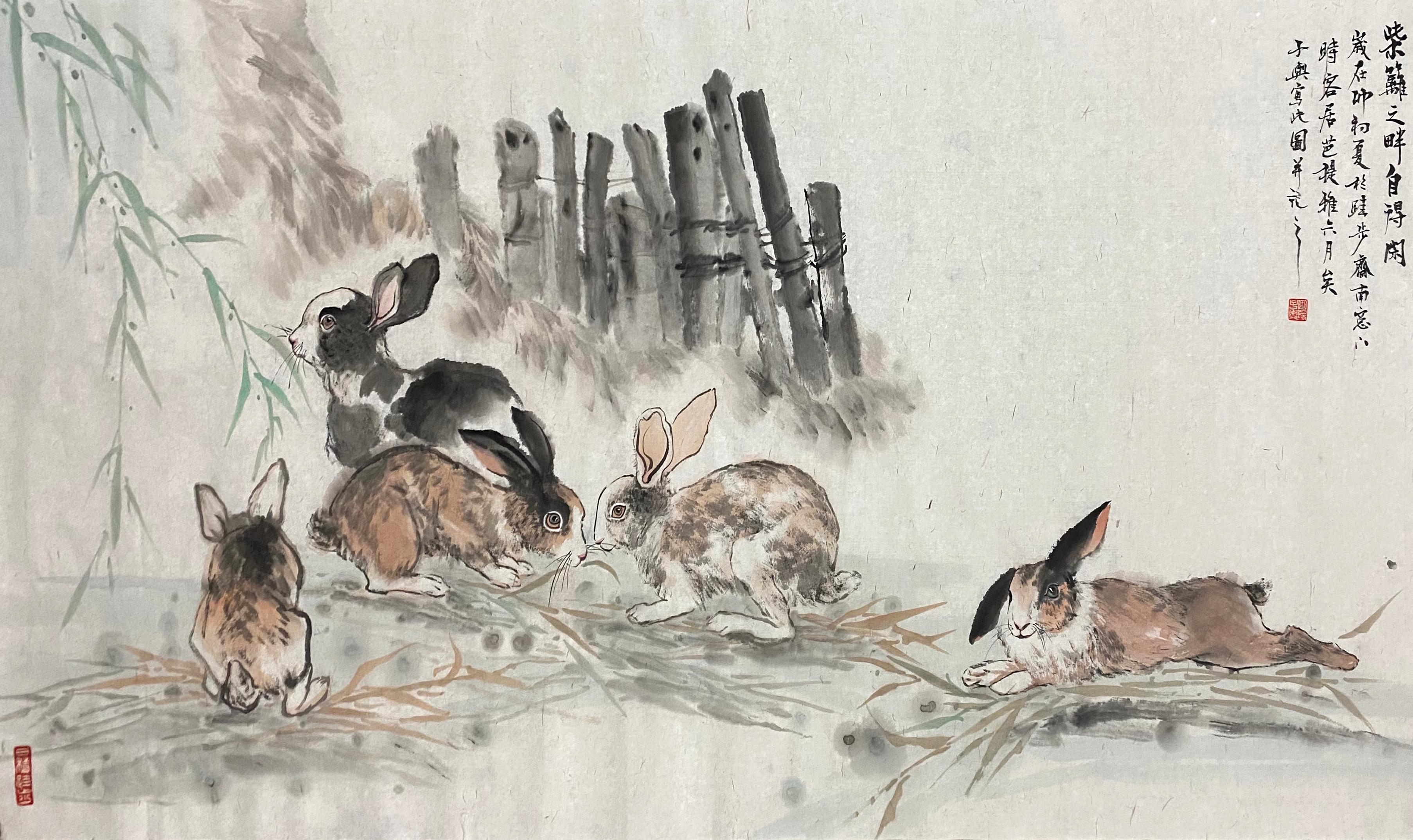 chinese painting rabbit