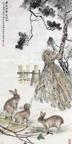 Zeitgenössische chinesische Kunst von Liu Ziyu -  Kaninchen machen im Herbst Fat