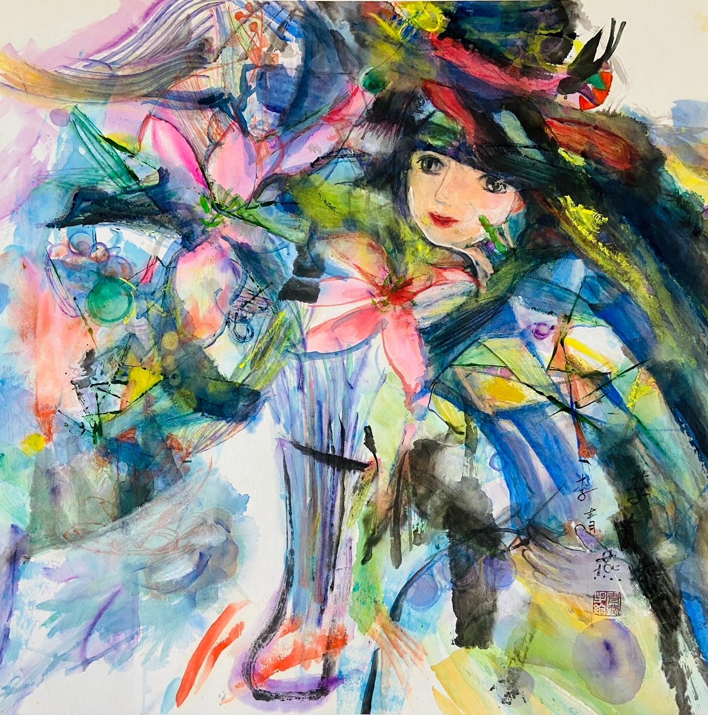 Arte contemporáneo chino de Li Qingyan - Doncella Lirio