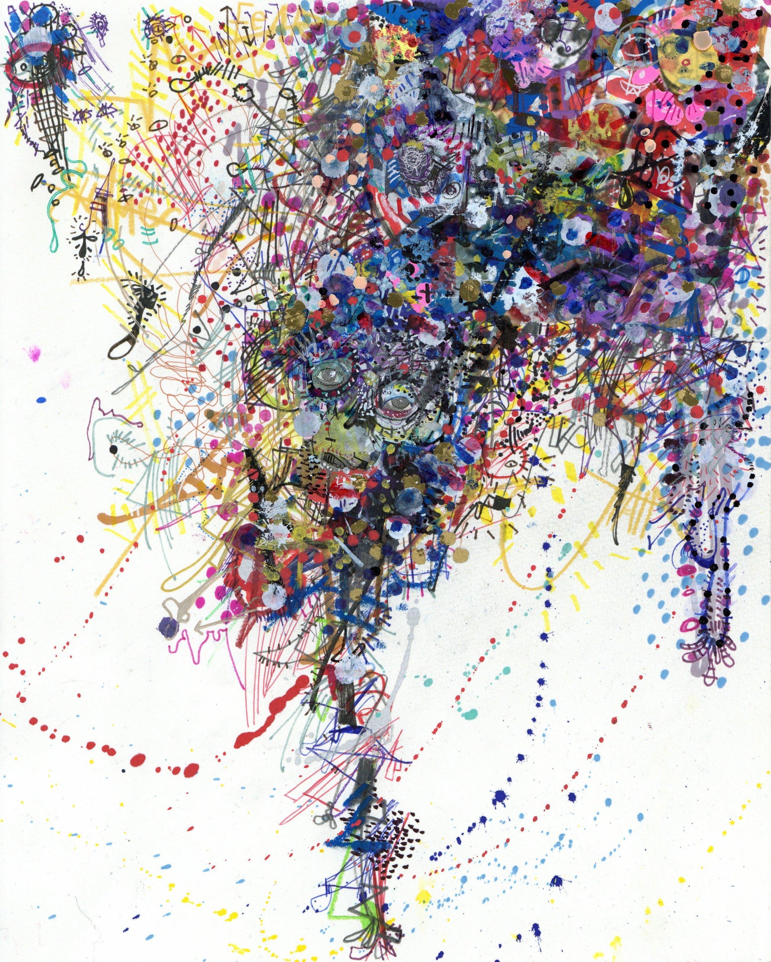 Marker, Gouache, Tinte, Metallicfarbe, Farbstift und Collage auf Papier

Michael Alan ist ein 1977 geborener amerikanischer Künstler, der in New York, USA, lebt und arbeitet. Als multidisziplinärer Künstler. Seine Arbeiten wurden in vielen