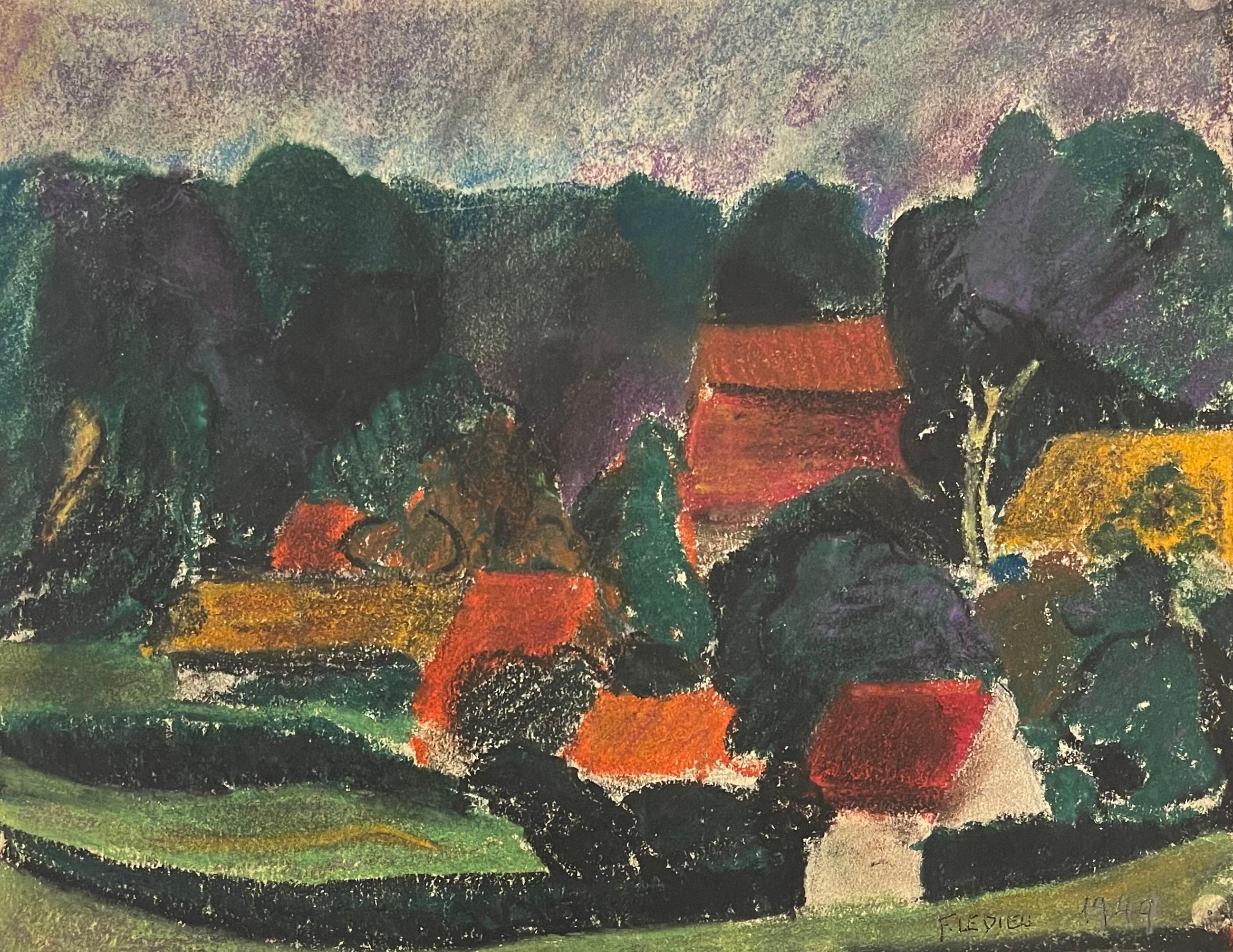 Pastell auf Papier

Francine Ledieu ist eine französische Künstlerin, die 1931 geboren wurde und in Paris lebt und arbeitet. In den 50er Jahren war sie Schülerin von Maurice Rocher, der sich auf sakrale Kunst spezialisiert hatte. In den 80er Jahren