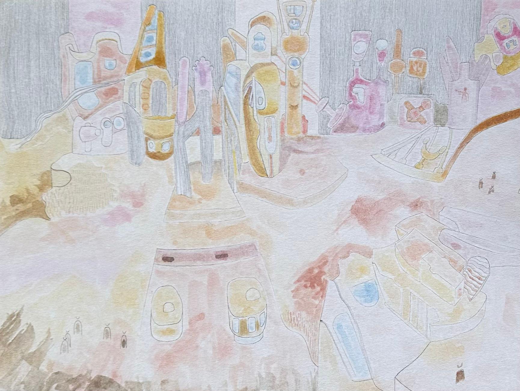 Acuarela sobre papel, 

Enmarcado 43 x 50 x 2 cm, marco de plástico blanco

Vakhtang Khelashvili es un artista georgiano nacido en 1993 que vive y trabaja en Tiflis, Georgia. Su nombre artístico es Ikotgy, tiene una mentalidad futurista y está