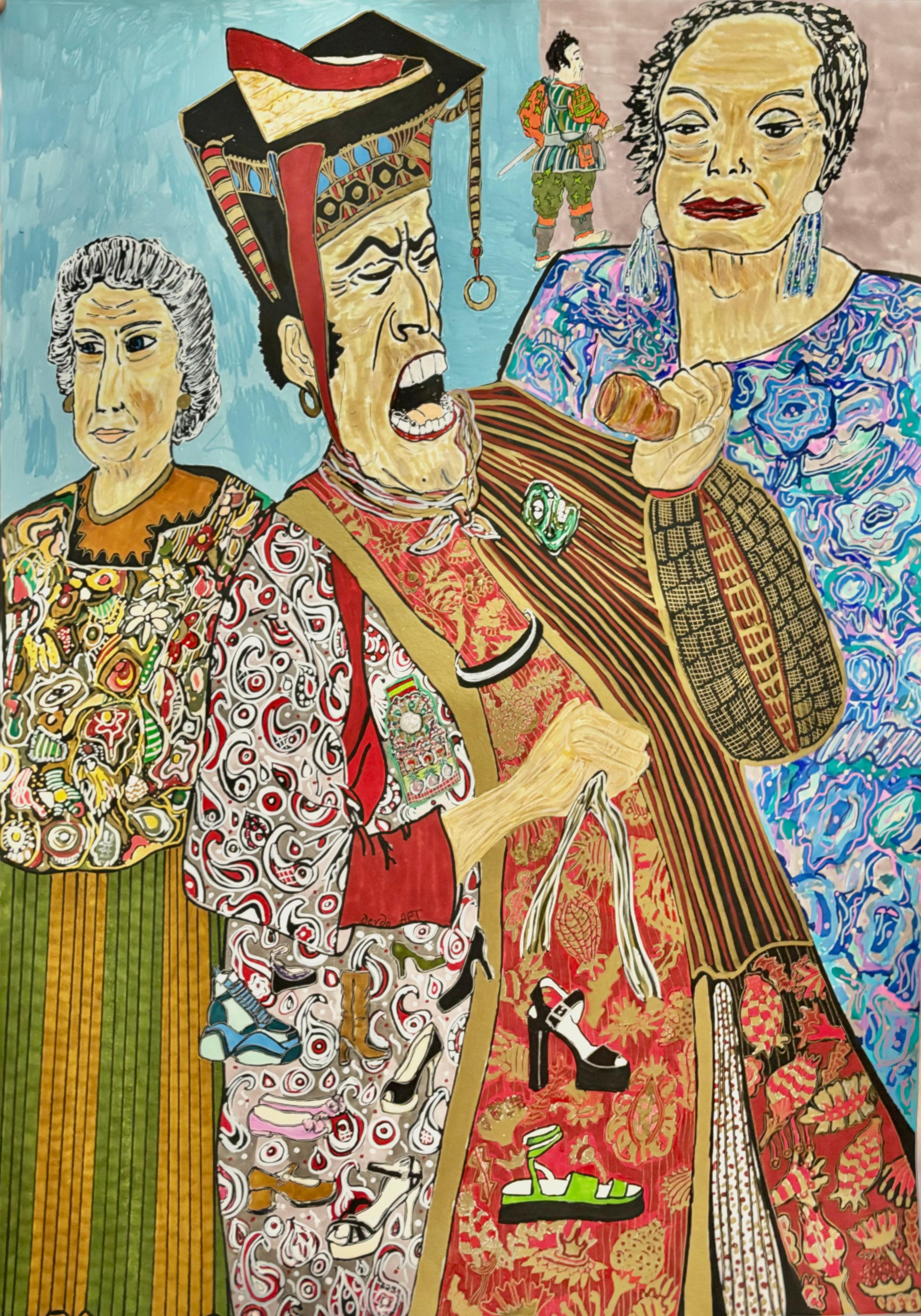 Mischtechnik, Acryl und Tinte auf Papier

Nino Devdariani ist ein georgischer Künstler, der 1970 geboren wurde und in Tiflis, Georgien, lebt und arbeitet. Ihre Inspiration ist die Wahrnehmung von positiven und negativen Emotionen, die sich im Laufe