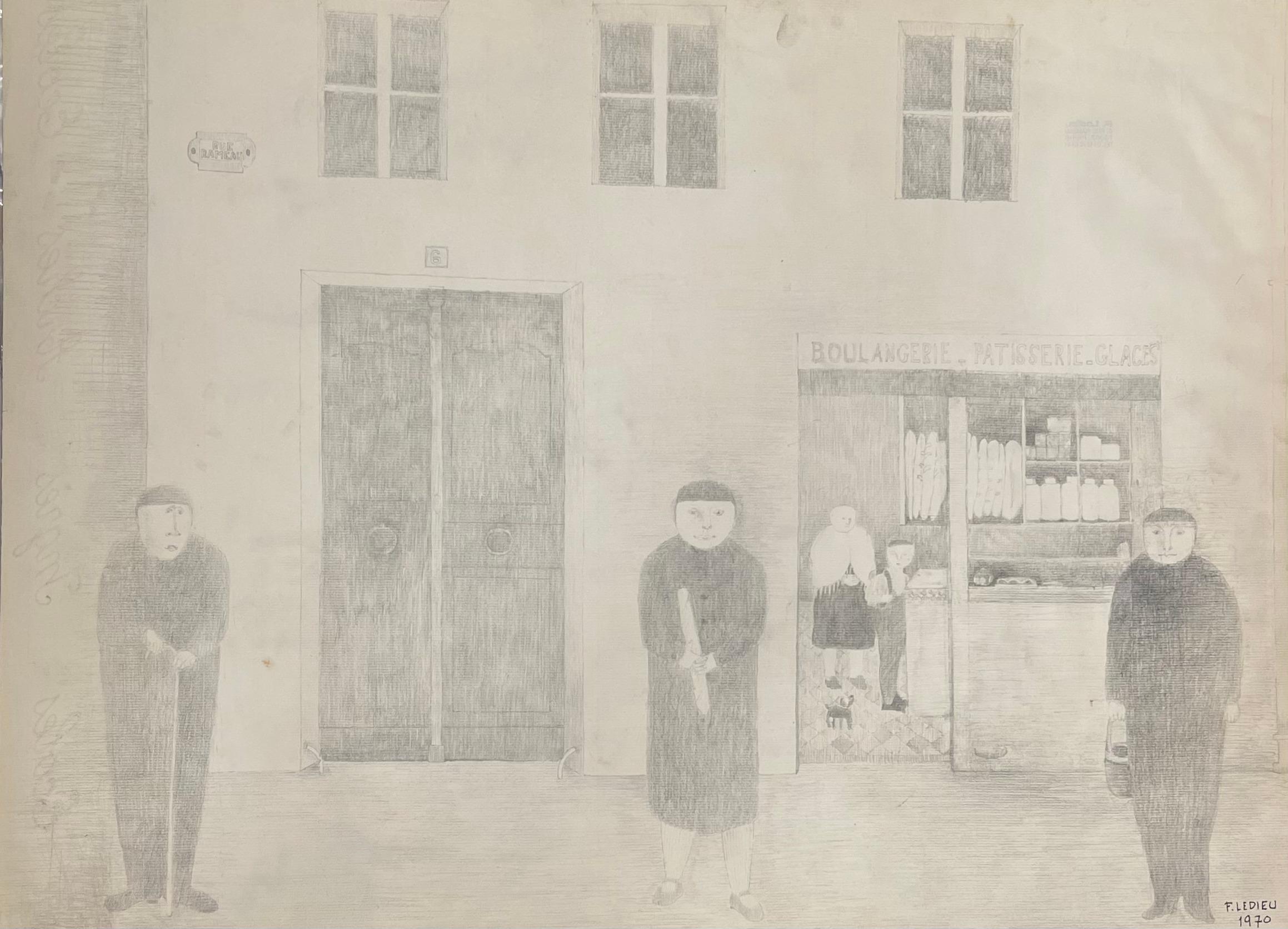 Crayon on paper

Francine Ledieu is French artist born in 1931 who lives and works in Paris, France. In the 50s, she was a student of Maurice Rocher who specialized in Sacred art. In the ’80s, Francine was a student of Jean Bertholle from the Saint