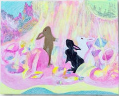 Japanese Contemporary Art by Minako Asakura - Rabbits, Light in the Forest 2