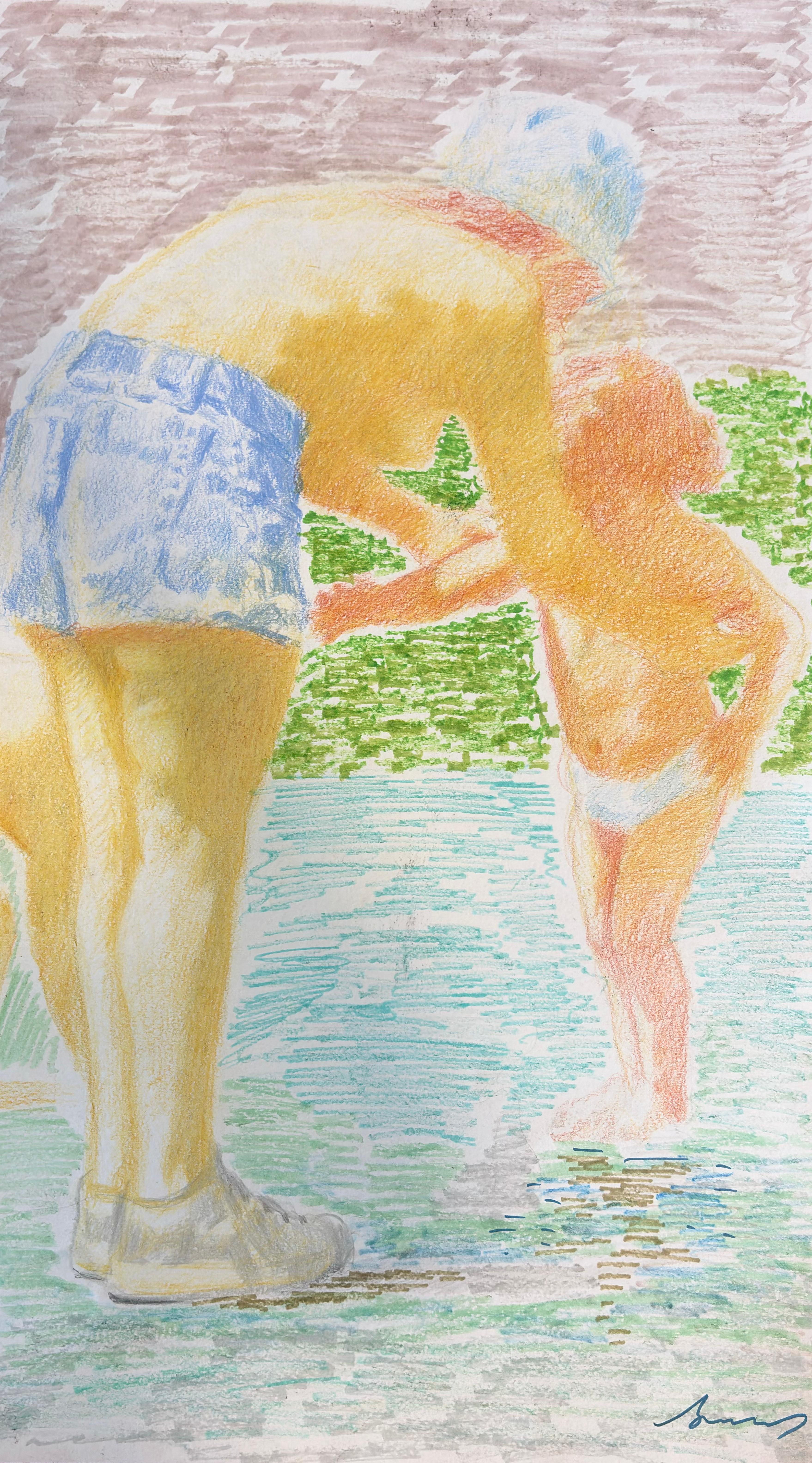 Unframed Figurative Drawings and Watercolors