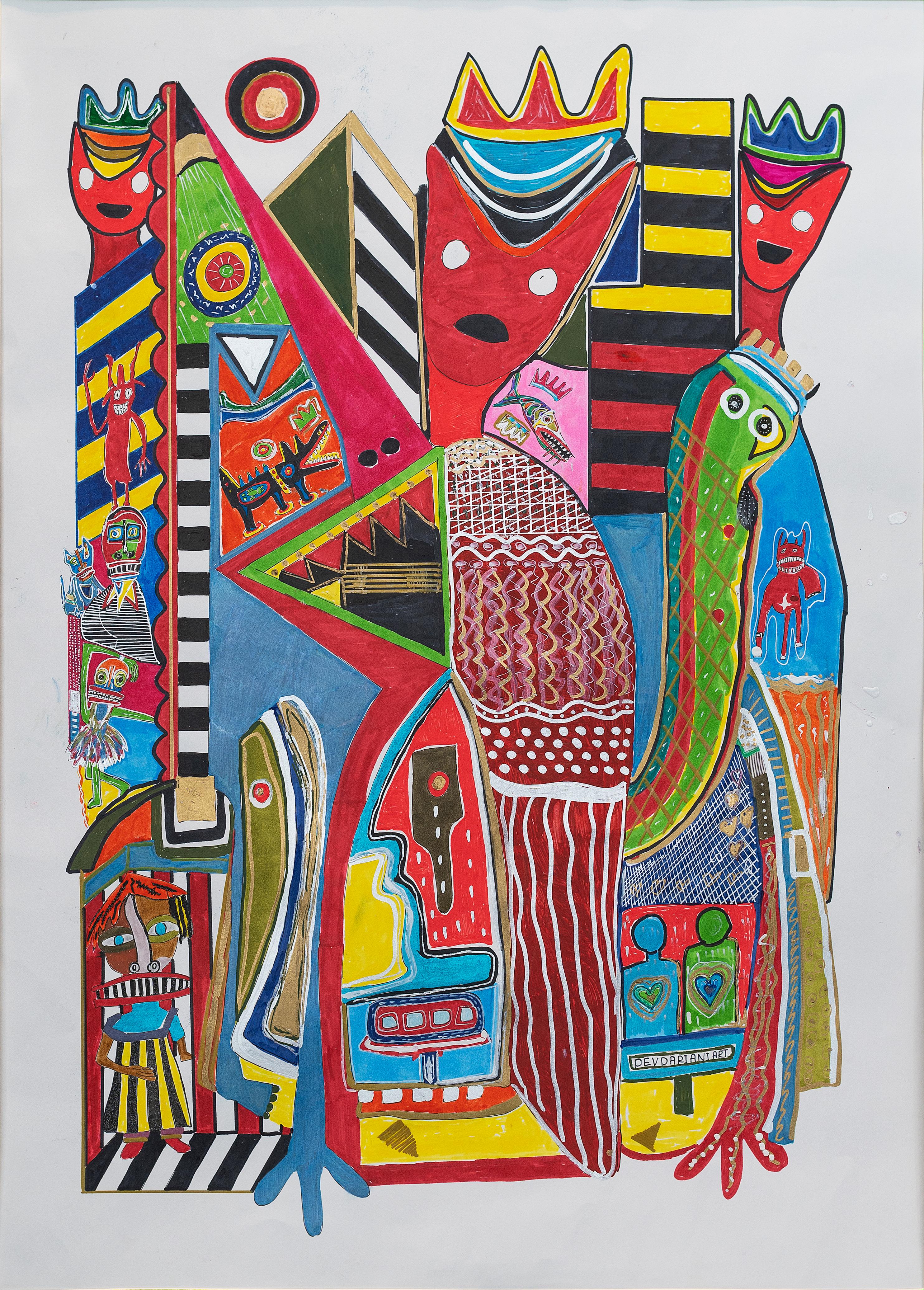 Mixed media, acrylic and ink on paper

Nino Devdariani is a Georgian artist born in 1970 who lives and works in Tbilisi, Georgia. Her inspiration is the perception of positive and negative emotions that have accumulated and settled in her