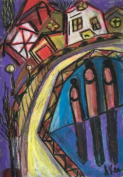 Russische zeitgenössische Kunst von Alla Kechedzhan - Die Stadtbrücke