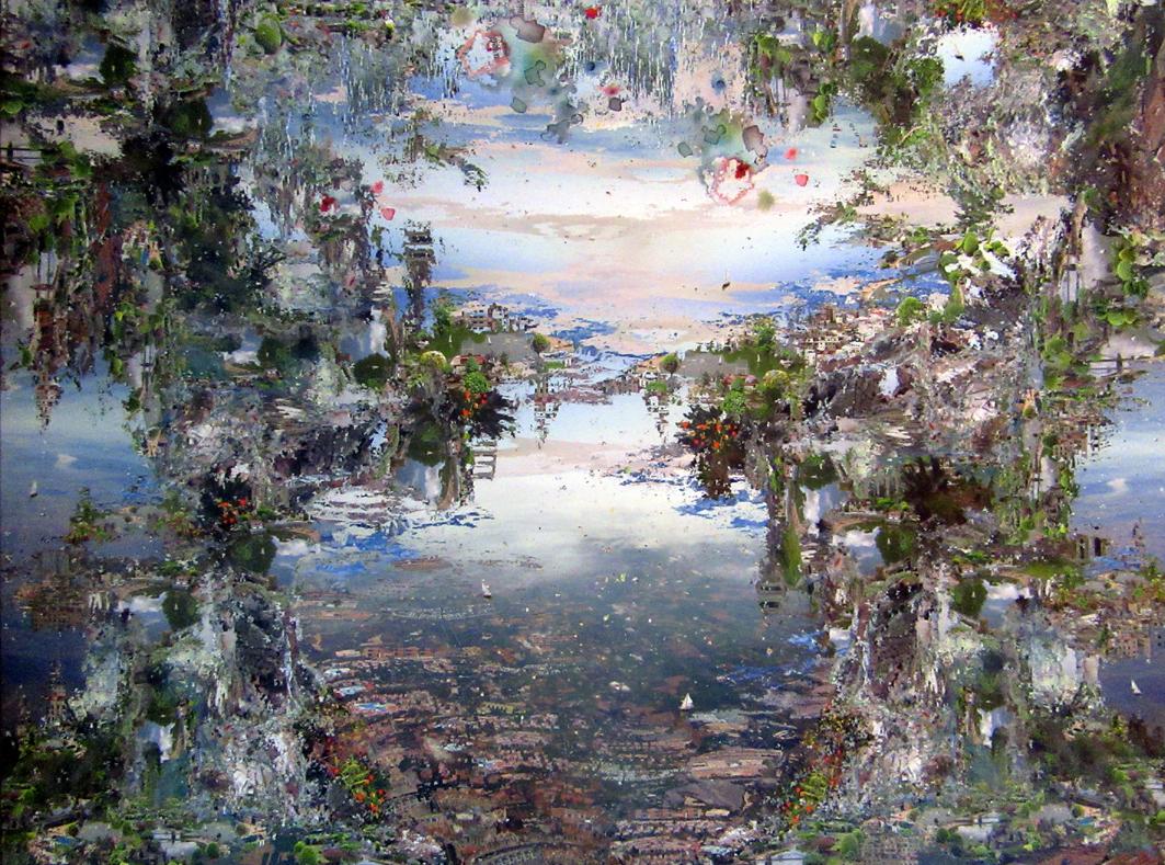 Digitaldruck auf Leinwand mit aufgelöster Tinte und Pigmenten, Auflage 1/5, 90 x 120 x 3 cm, 2018

Jane Ward ist eine 1960 geborene britische Künstlerin, die im Lake District National Park um Keswick und Grasmere lebt und arbeitet. Eine Reise nach