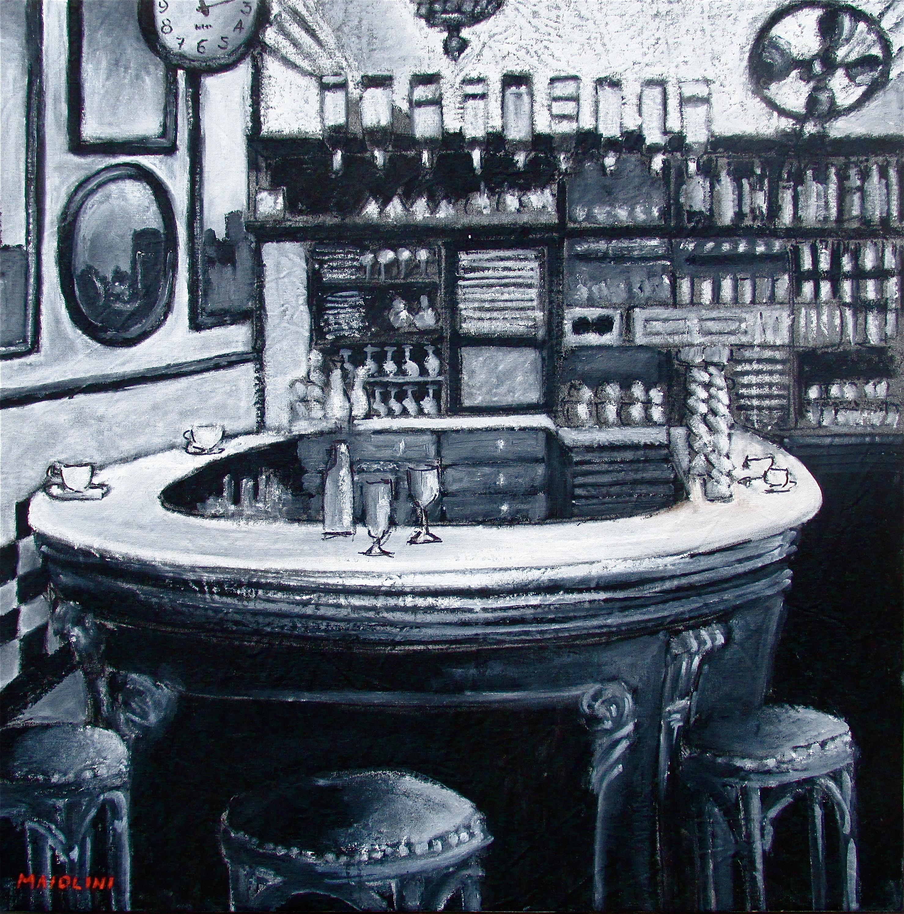Carlo Maiolini - French Contemporary Art by Carlo Maiolini - N° 414, Le Bar  Fer à Cheval For Sale at 1stDibs