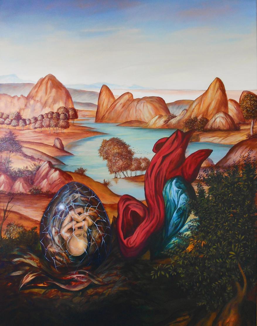 Figurative Painting di Carlos Antonio Sablon Perez - Arte contemporanea cubana di Carlos Sablon Perez - La Naissance de L'Aigle