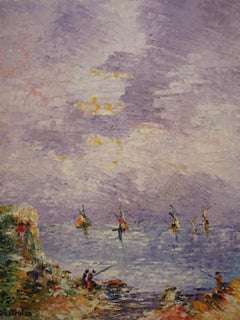 Moderne französische Kunst von Georges R. Quinio - Un Dimanche Tranquille