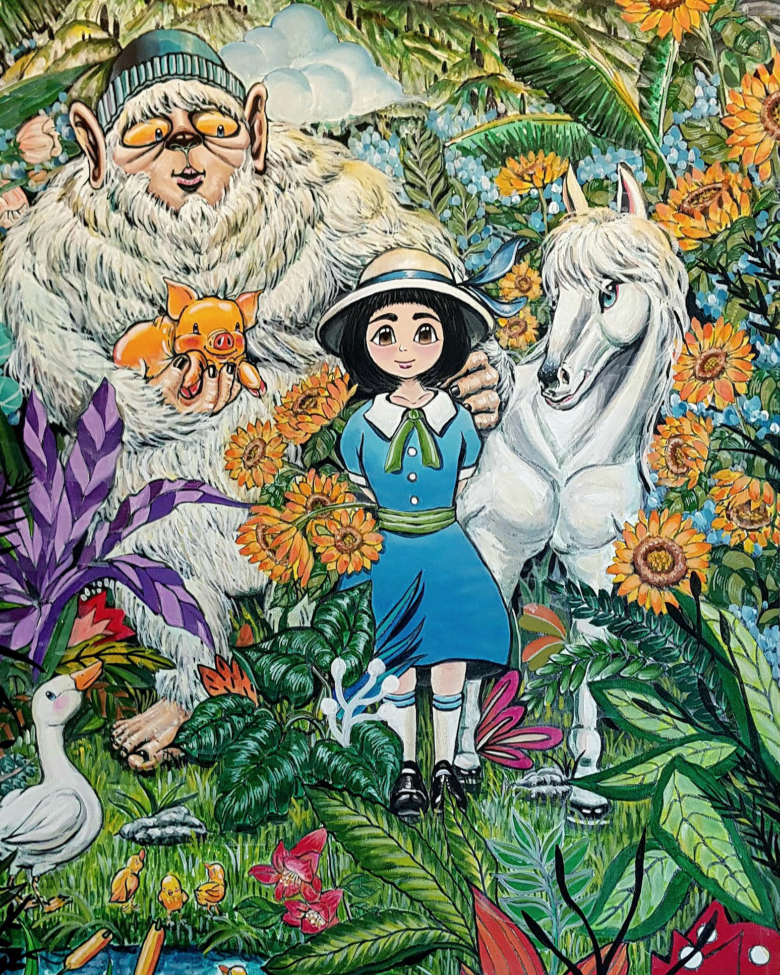 Korean Art - Fantasy Jejuisland-Island Girl Story Chun-Ja’s Journey Of Happiness - Painting by Shin Seung-Hun