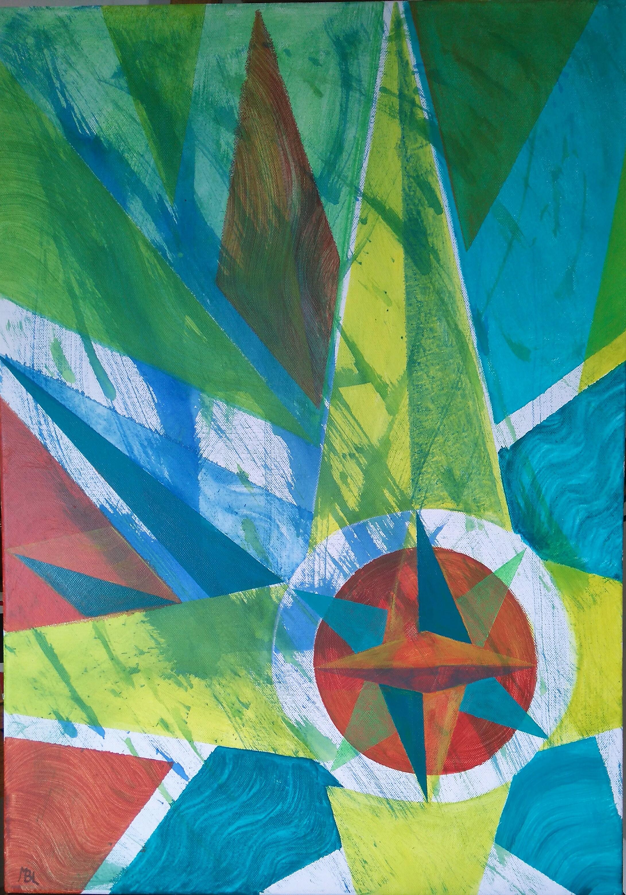 Abstract Painting Brigitte Mathé - Art contemporain français par Brigitte Math - Voyage 