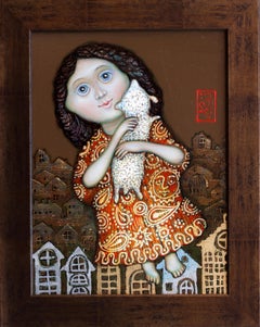 Georgian Contemporary Art by David Popiashvili - Girl with a Lamb