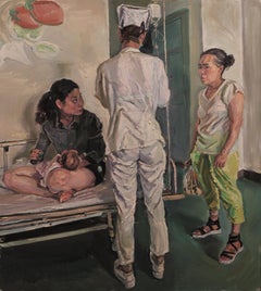 Art contemporain chinois de Su Yu - Mère de deux jeunes patients