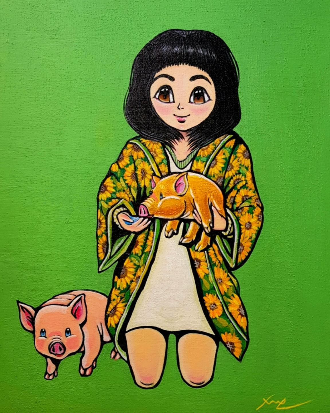 Shin Seung-Hun Animal Painting - Korean Art - Fantasy Jejuisland-Island Girl Story Chun-Ja’s Journey of Happiness