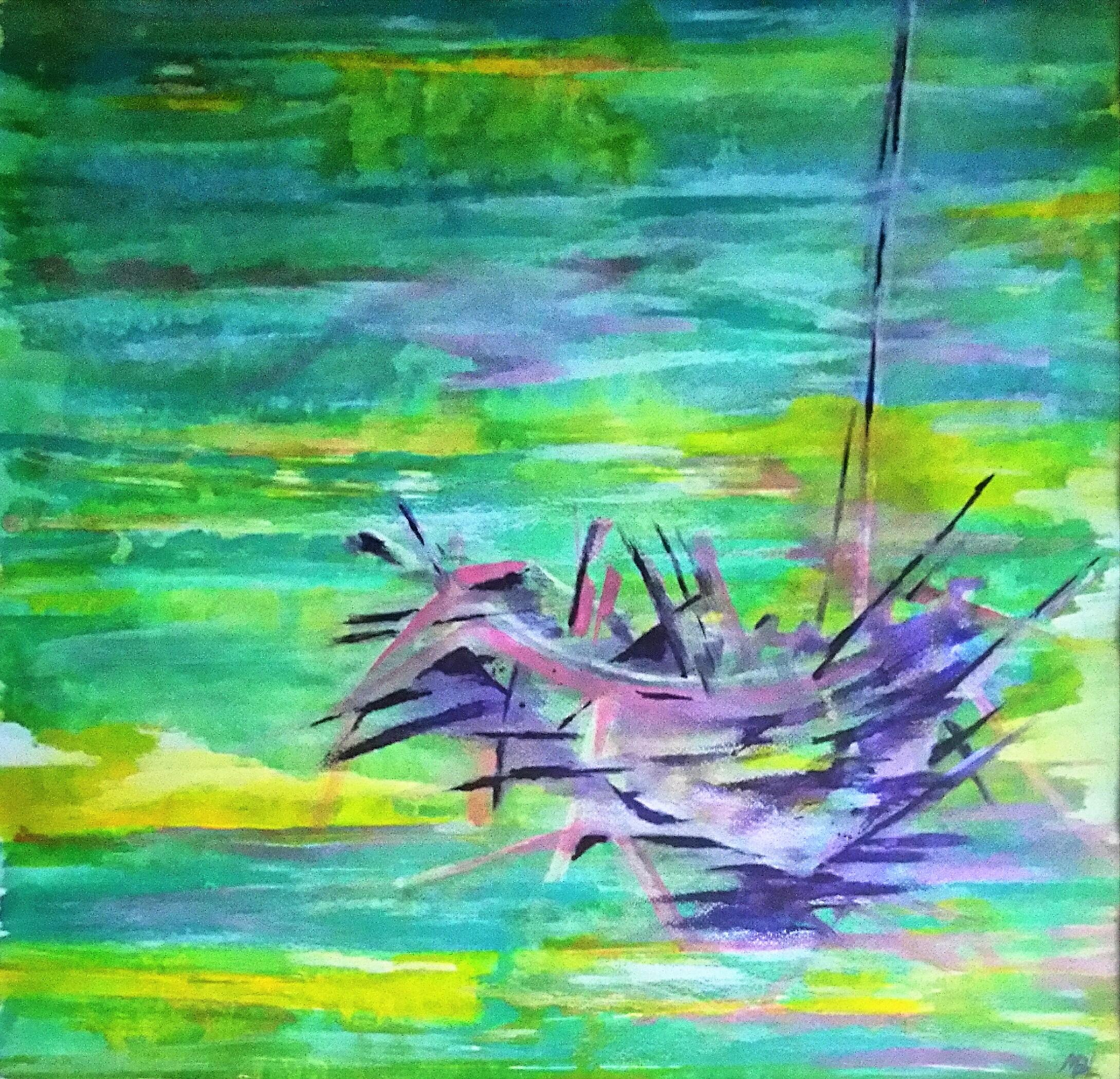 Abstract Painting Brigitte Mathé - Art contemporain français par Brigitte Math - Naufragio    