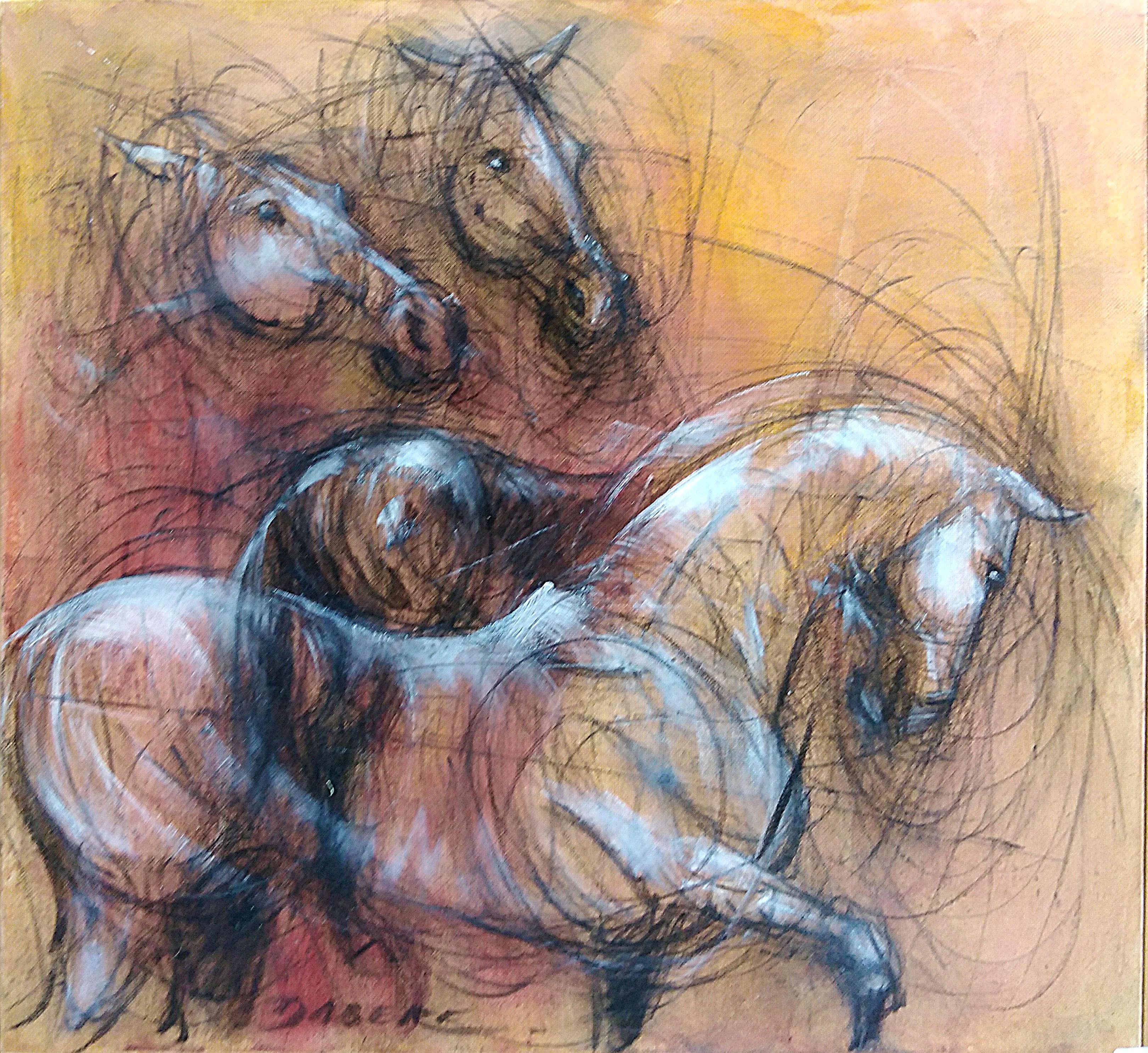 Animal Painting Pascal Dabère - Art contemporain français de Pascal Dabere - Flamme