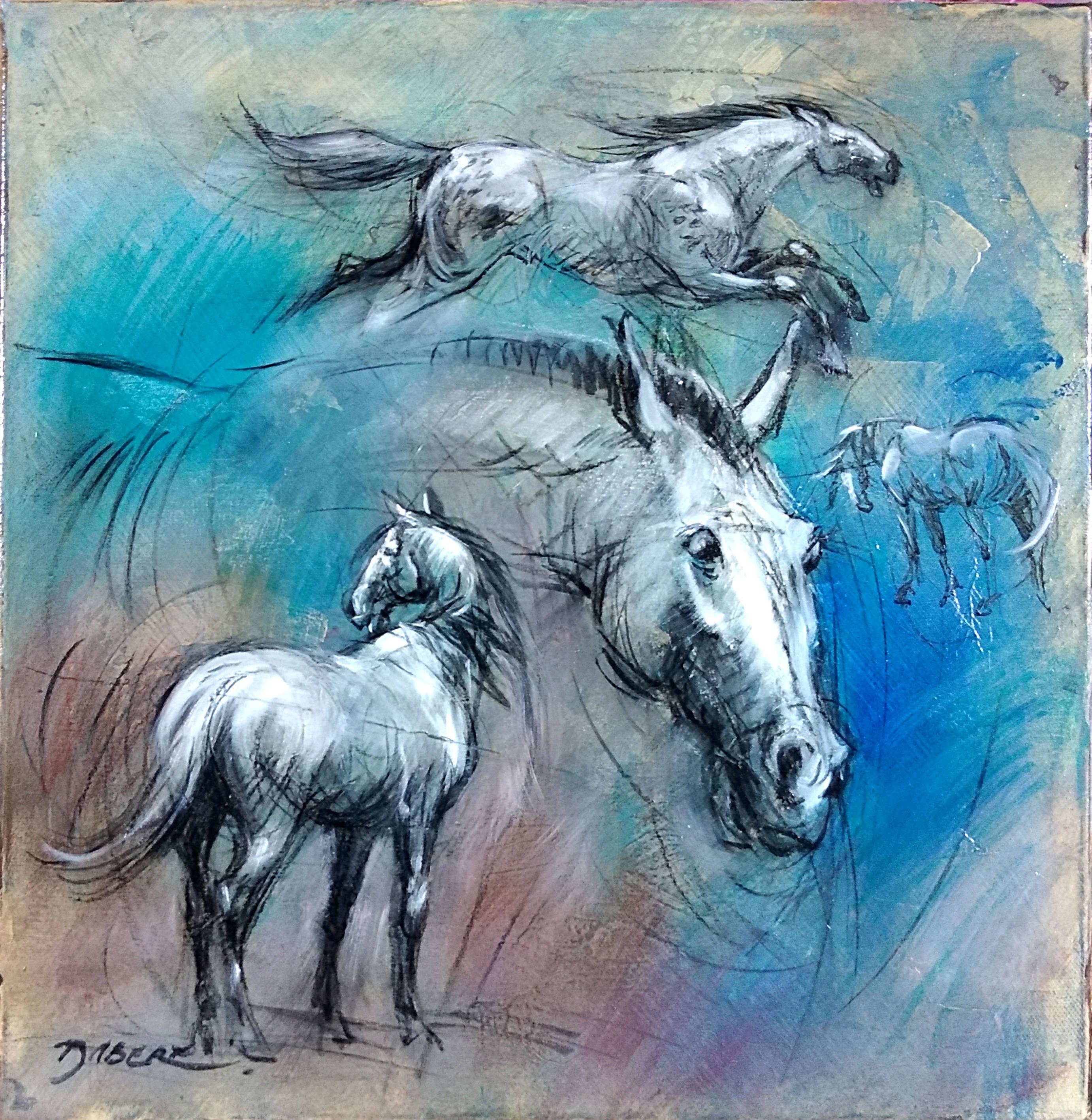 Pascal Dabère Animal Painting – Zeitgenössische französische Kunst von Pascal Dabere - Liberté