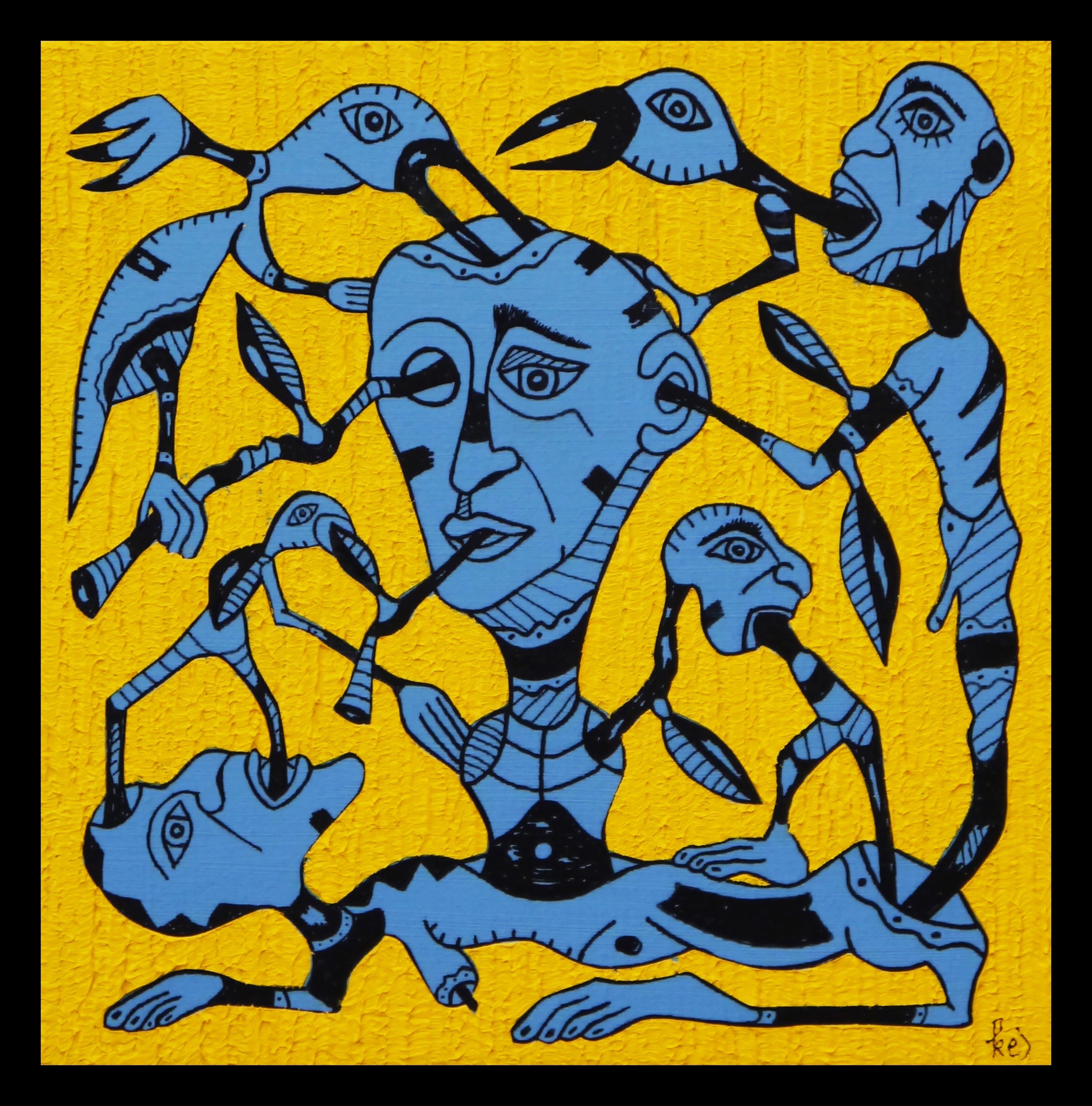 Figurative Painting de Kej - Arte contemporáneo francés de KEJ - Natura Homo Machina