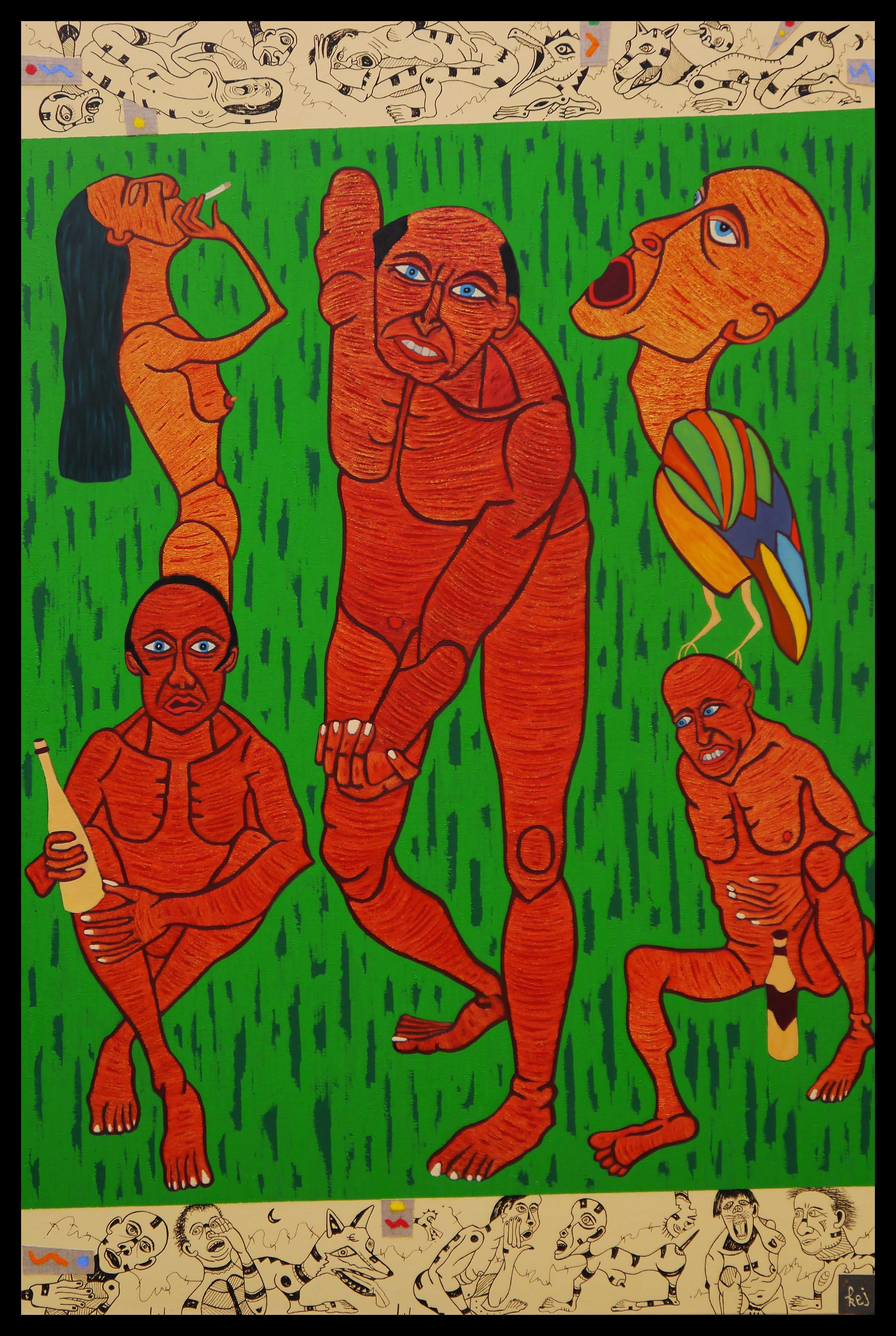 Figurative Painting Kej - Art contemporain français par KEJ - The Tramps
