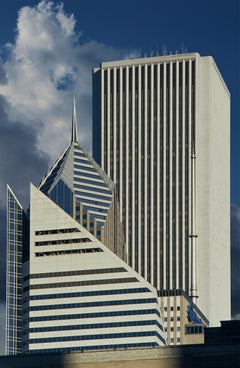 Vintage American Contemporary Photo by M.K. Yamaoka - Geometric Buildings, Chicago