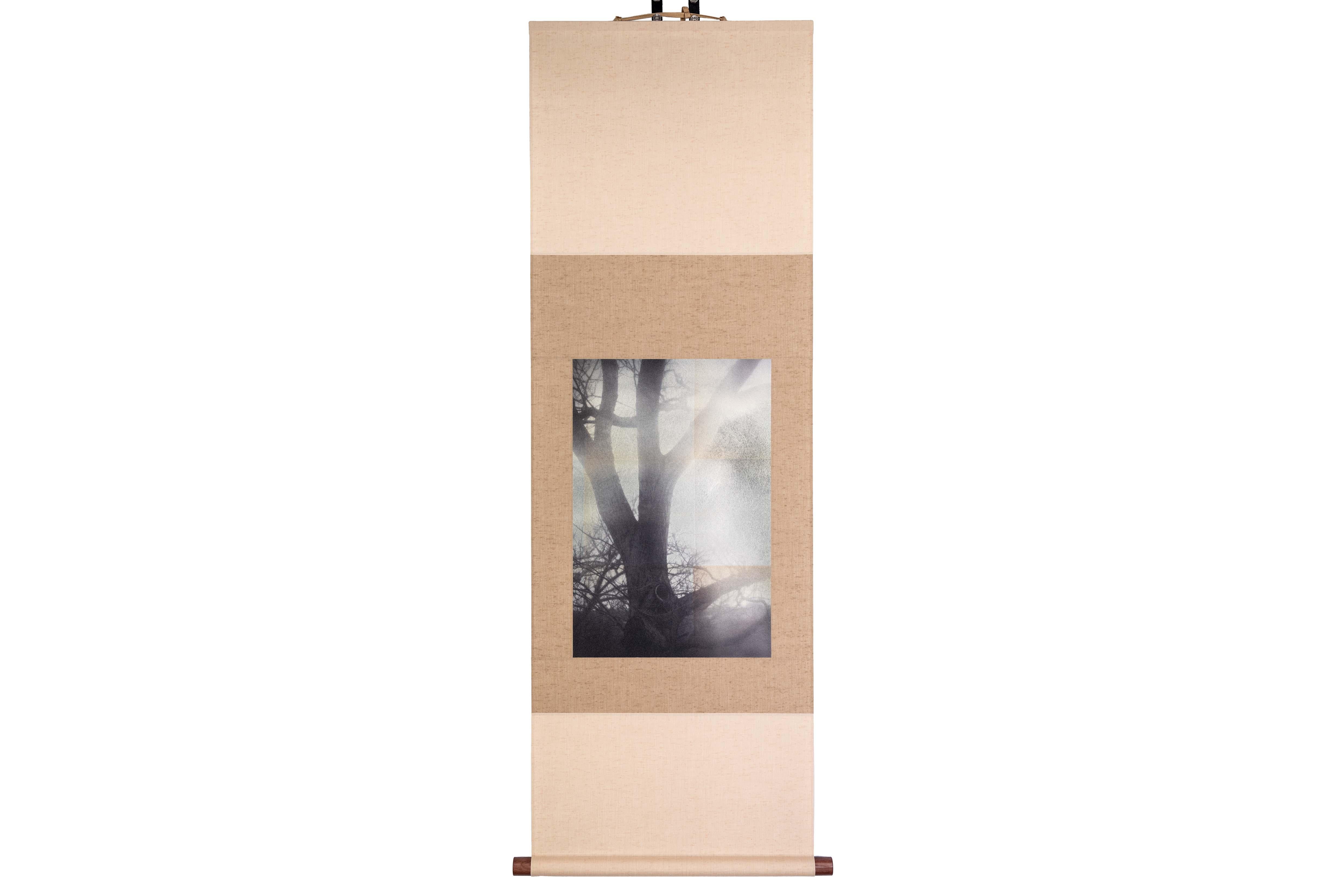 Tirage UV d'une photographie numérique sur feuille d'étain sur papier, monté dans un rouleau de tissu 

Kojun est un artiste autodidacte américain multimédia né en 1977 et basé à Tokyo, au Japon, depuis 1999. Le projet Kojun, lancé en 2010, explore