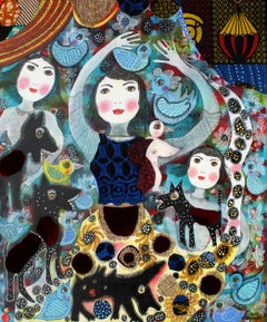 Arte contemporáneo francés de Claudine Loquen - Elsa Triolet Et Les Loups