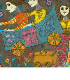 Arte contemporáneo francés de Claudine Loquen - ¡Vive la vida! En Voiture Simone...