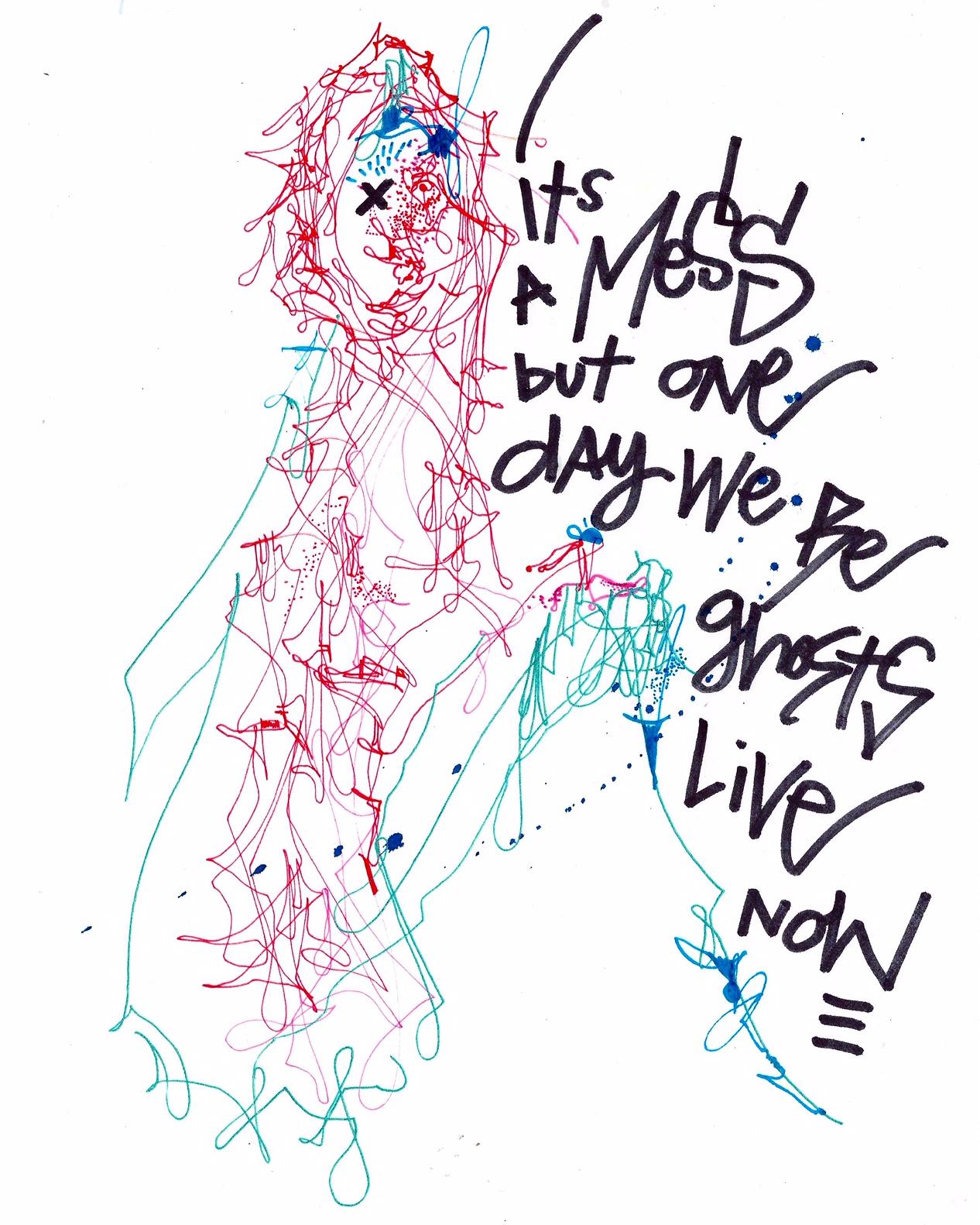 Michael Alan Abstract Drawing – Amerikanische Contemporary Art von M. Alan -It's a Mess but One Day W'll all be Ghosts