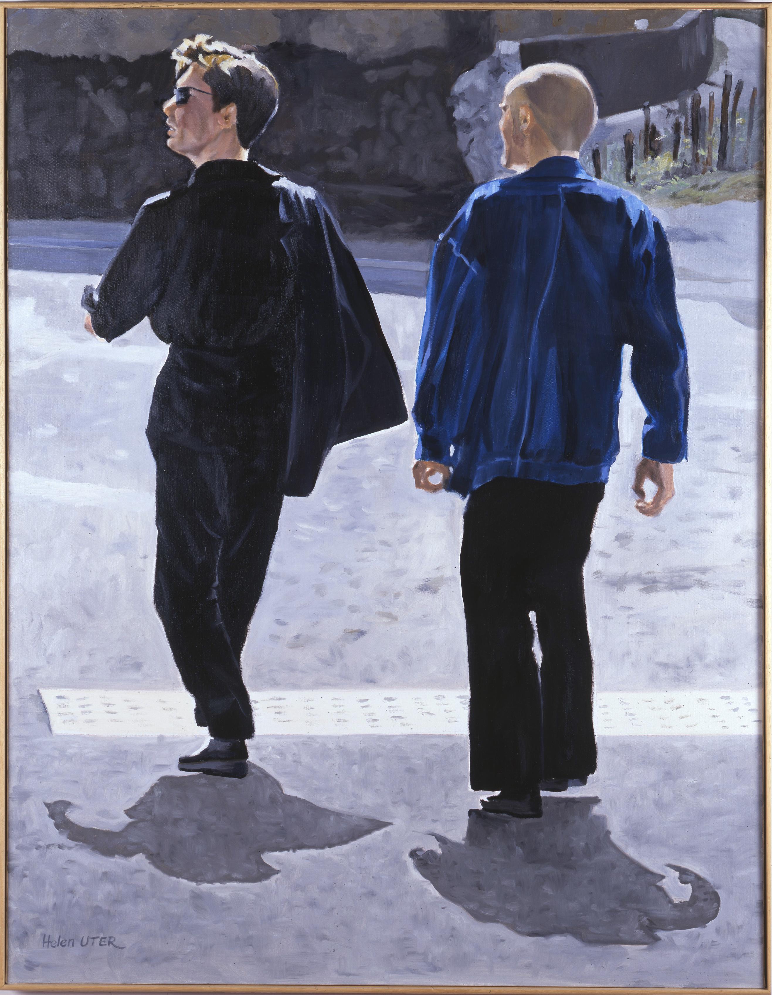 Huile sur lin 
Cadre en bois simple


Helen Uter est une peintre franco-américaine née en 1955 qui vit et travaille à Donnery, près d'Orléans, en France. Fortement influencée par Edward Hopper, elle crée des œuvres qui explorent la vie quotidienne