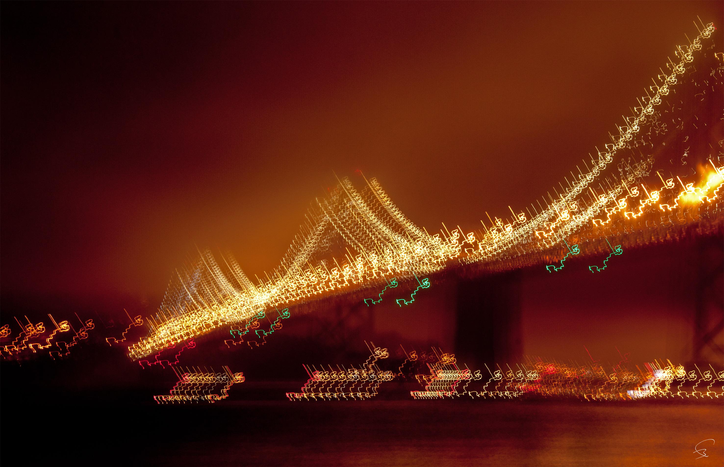 Bruno Paget Abstract Photograph - French Contemporary Photo by B. Paget - San Francisco "Bay Bridge Golfer" 